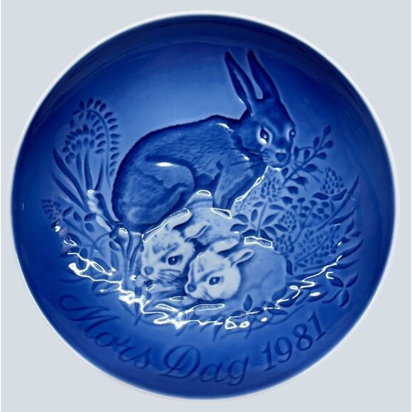 Bing & Grondahl 1981 Mors Mother's Day Rabbit with Bunnies Collector Plate 9381 - Picture 1 of 4